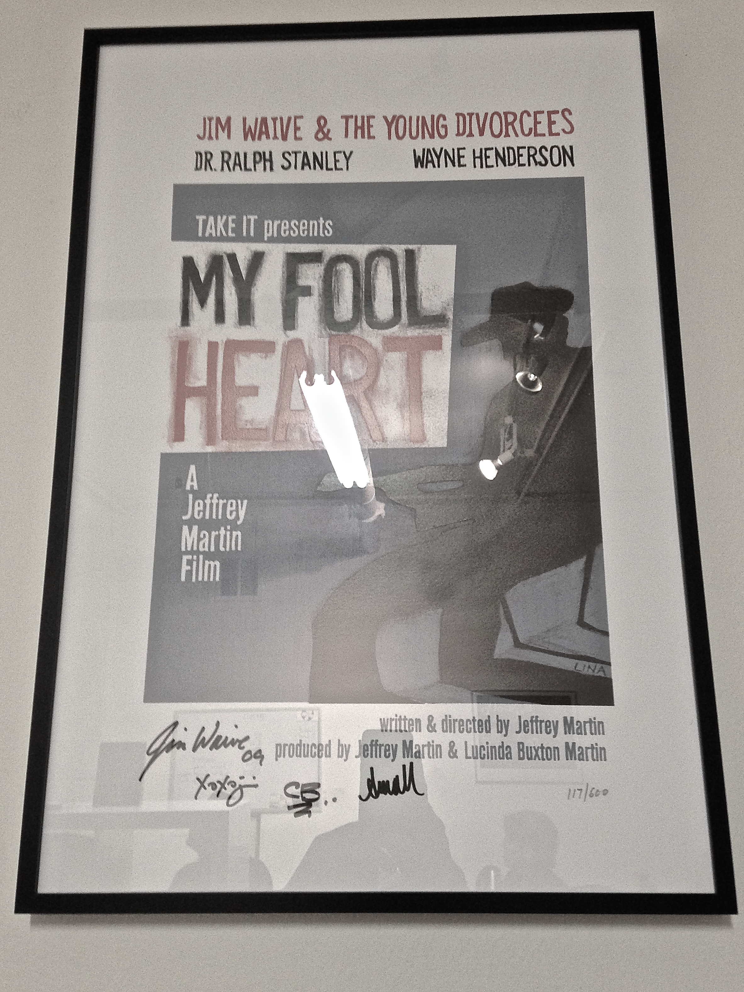 My Fool Heart framed film poster in Jeffrey Martin's studio